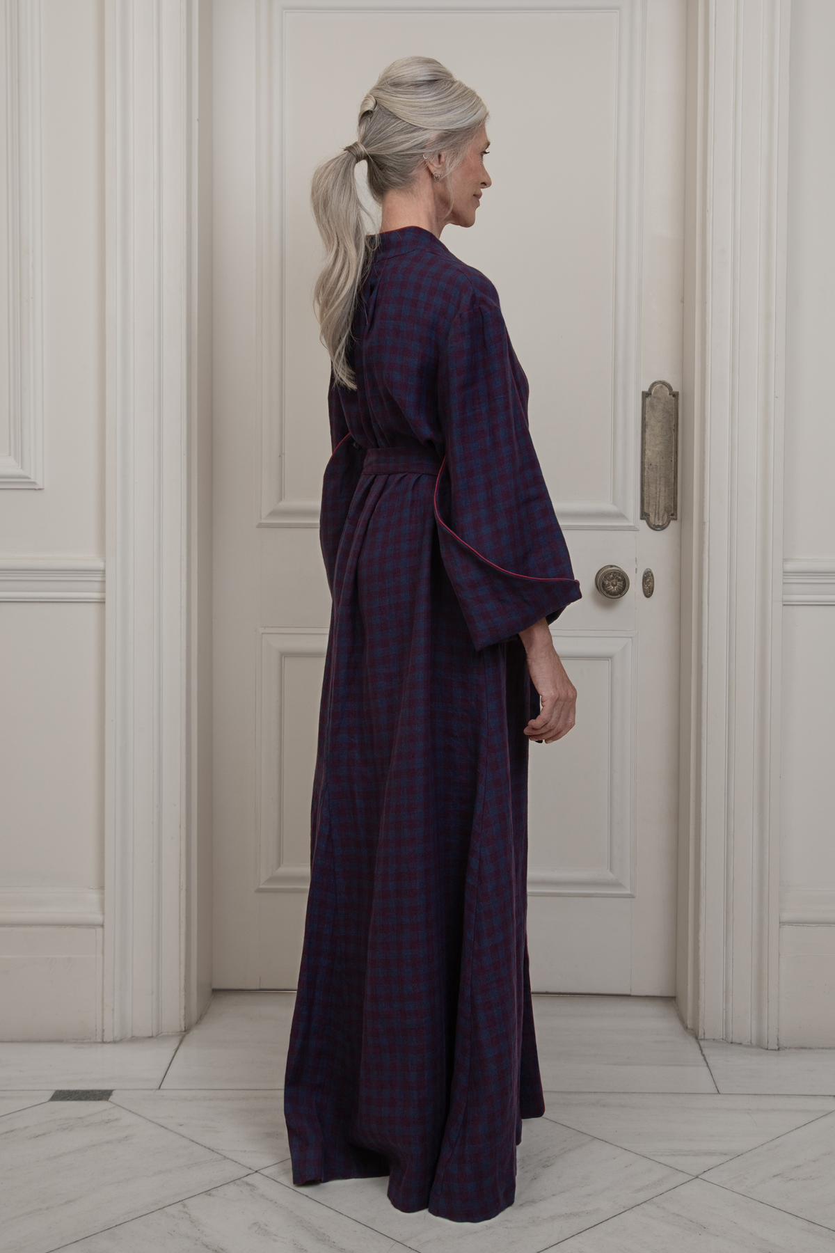 Edinburgh, Dark Blue Checked Dressing Gown