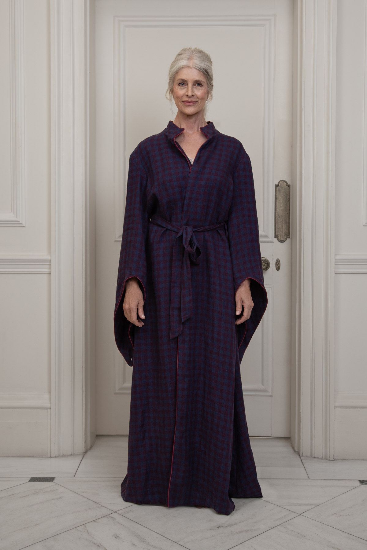 Edinburgh, Dark Blue Checked Dressing Gown
