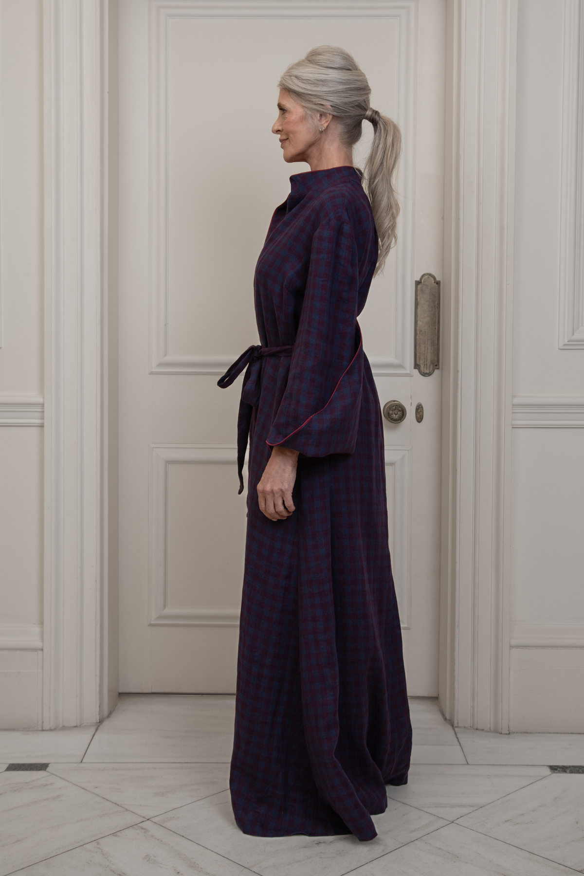 Edinburgh, Dark Blue Checked Dressing Gown