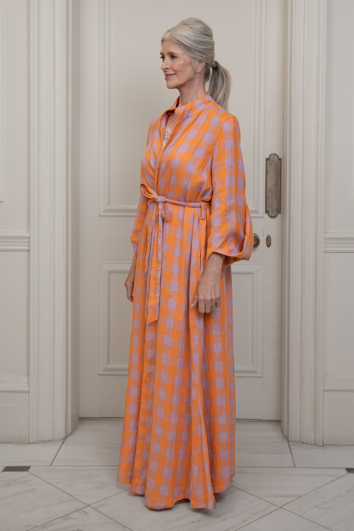 Seville, Orange Checked Dressing Gown