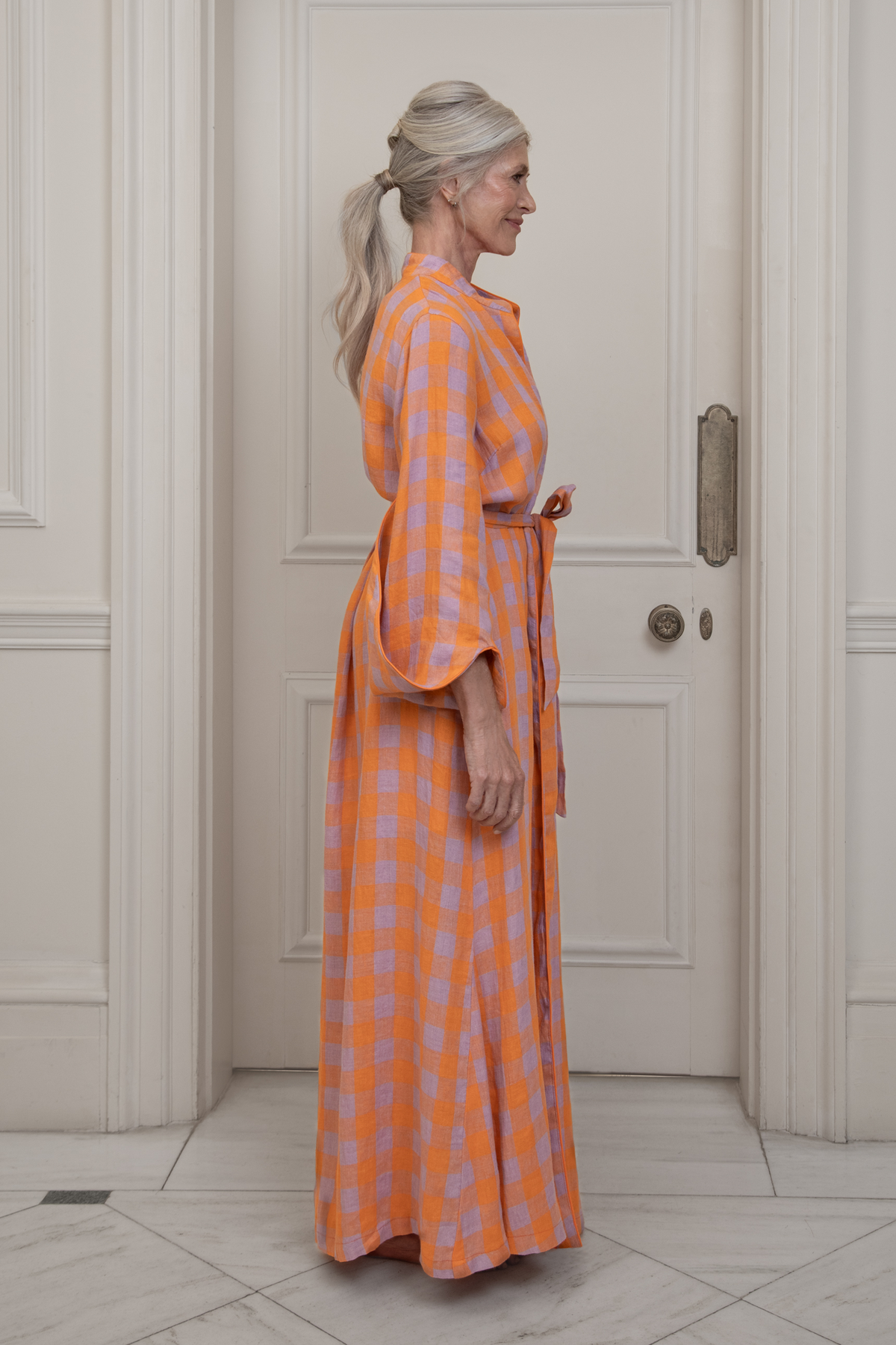 Seville, Orange Checked Dressing Gown