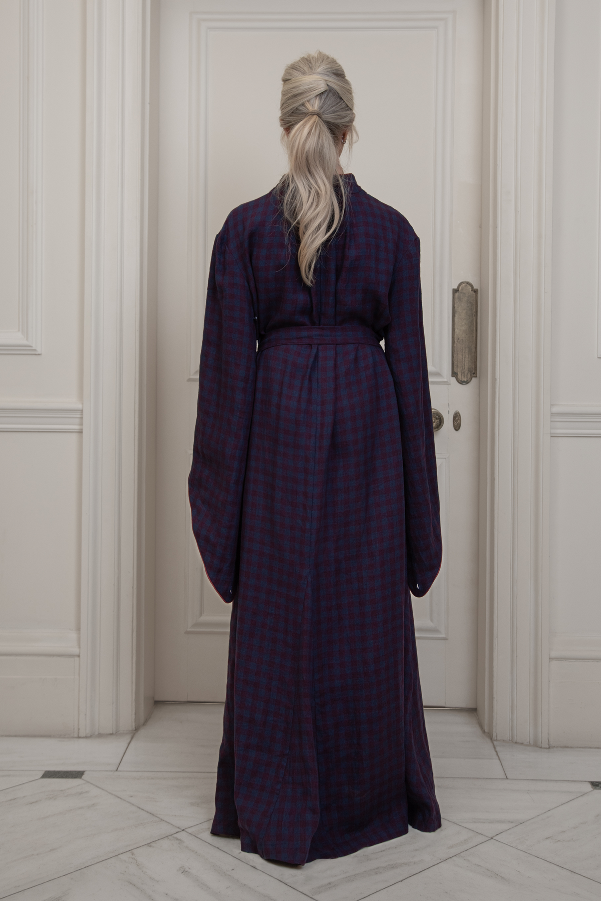 Edinburgh, Dark Blue Checked Dressing Gown
