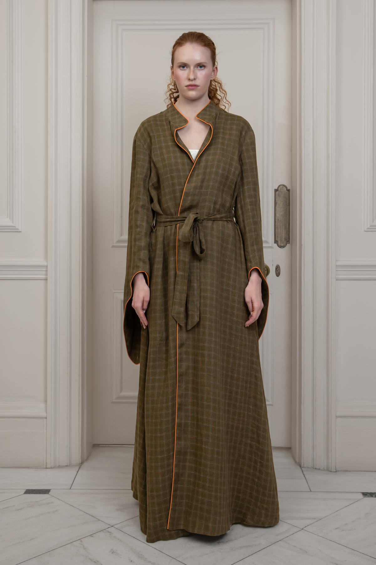Inveraray, Olive Checked Dressing Gown