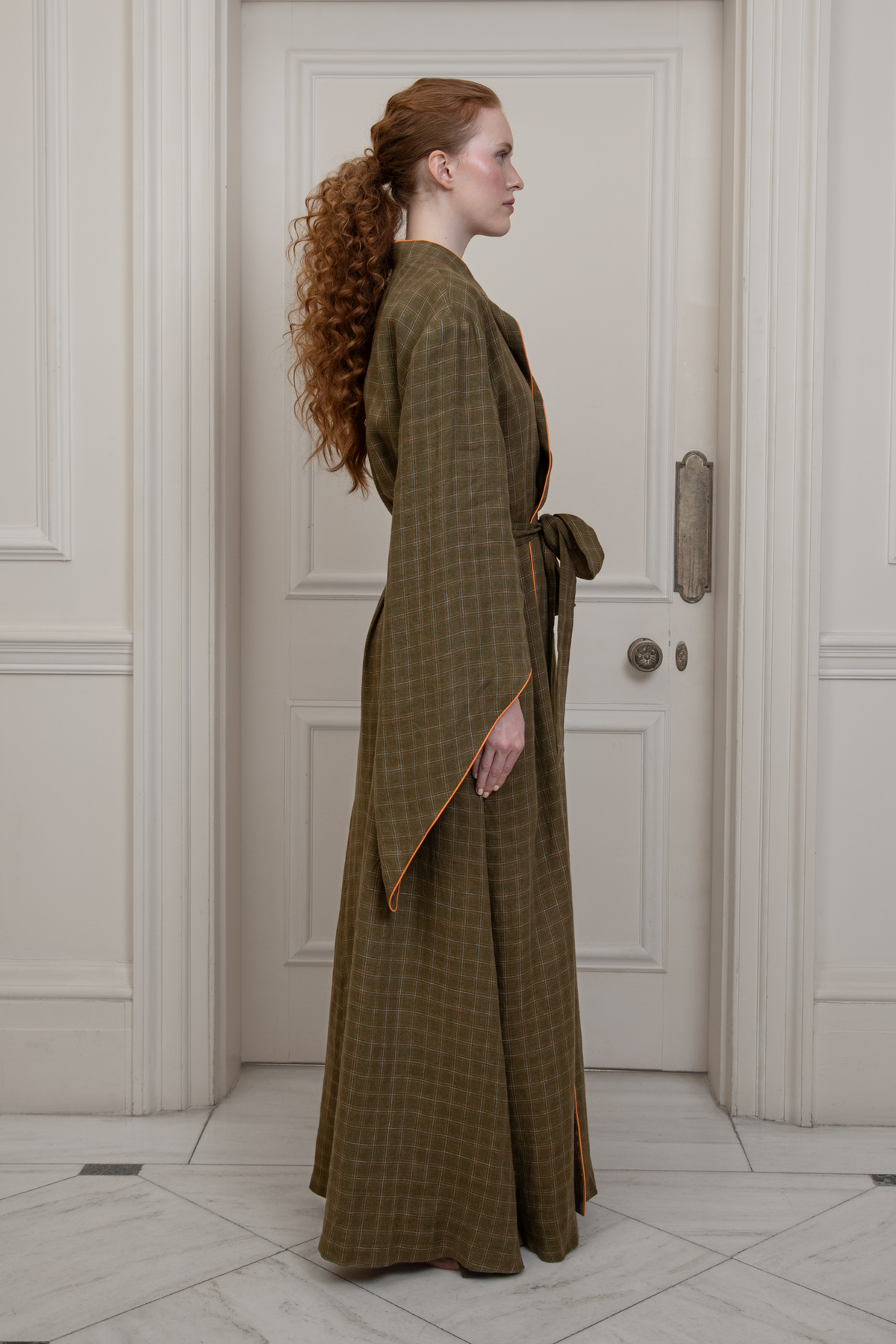 Inveraray, Olive Checked Dressing Gown