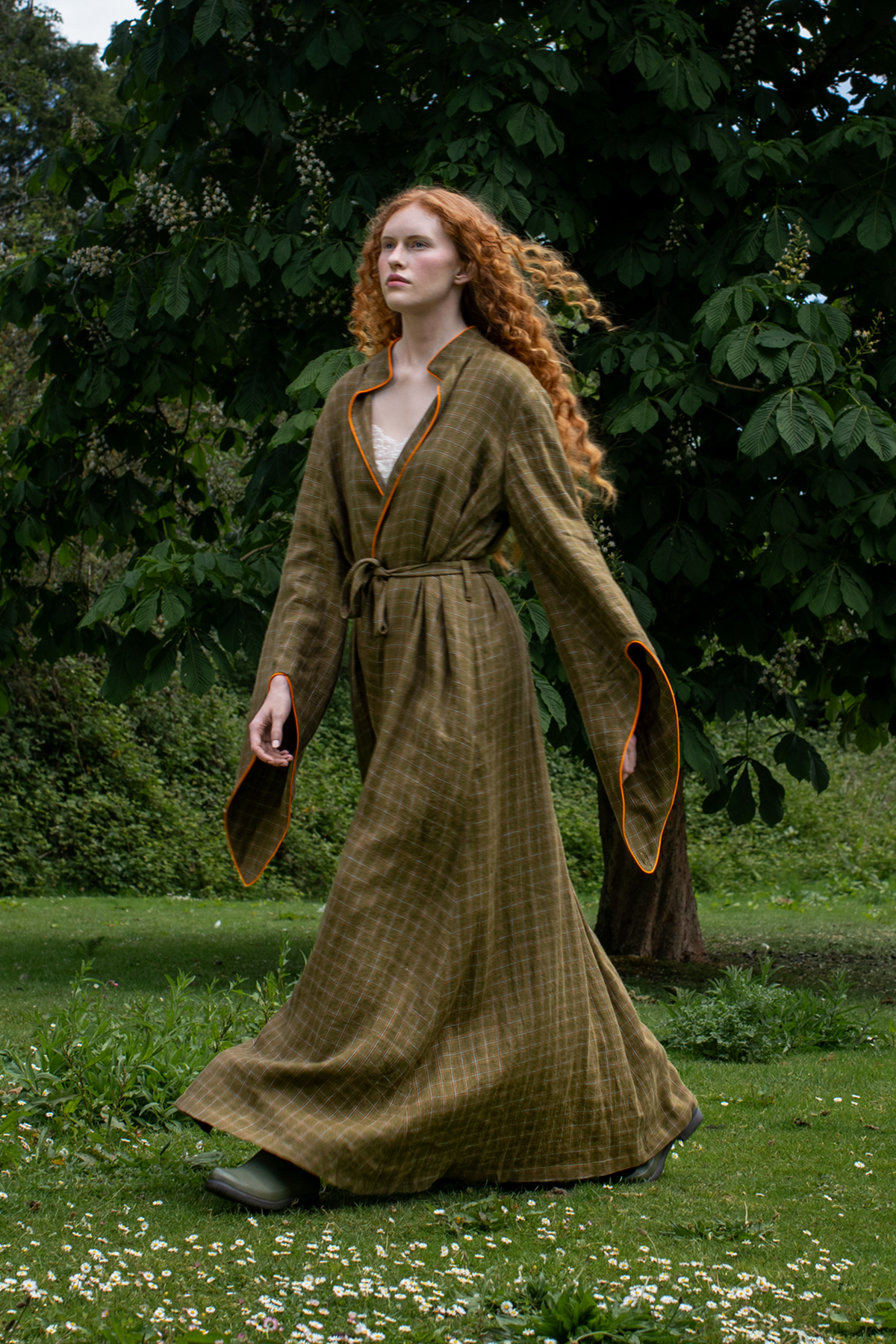 Inveraray, Olive Checked Dressing Gown