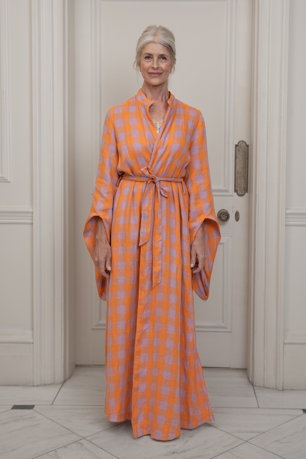 Seville, Orange Checked Dressing Gown
